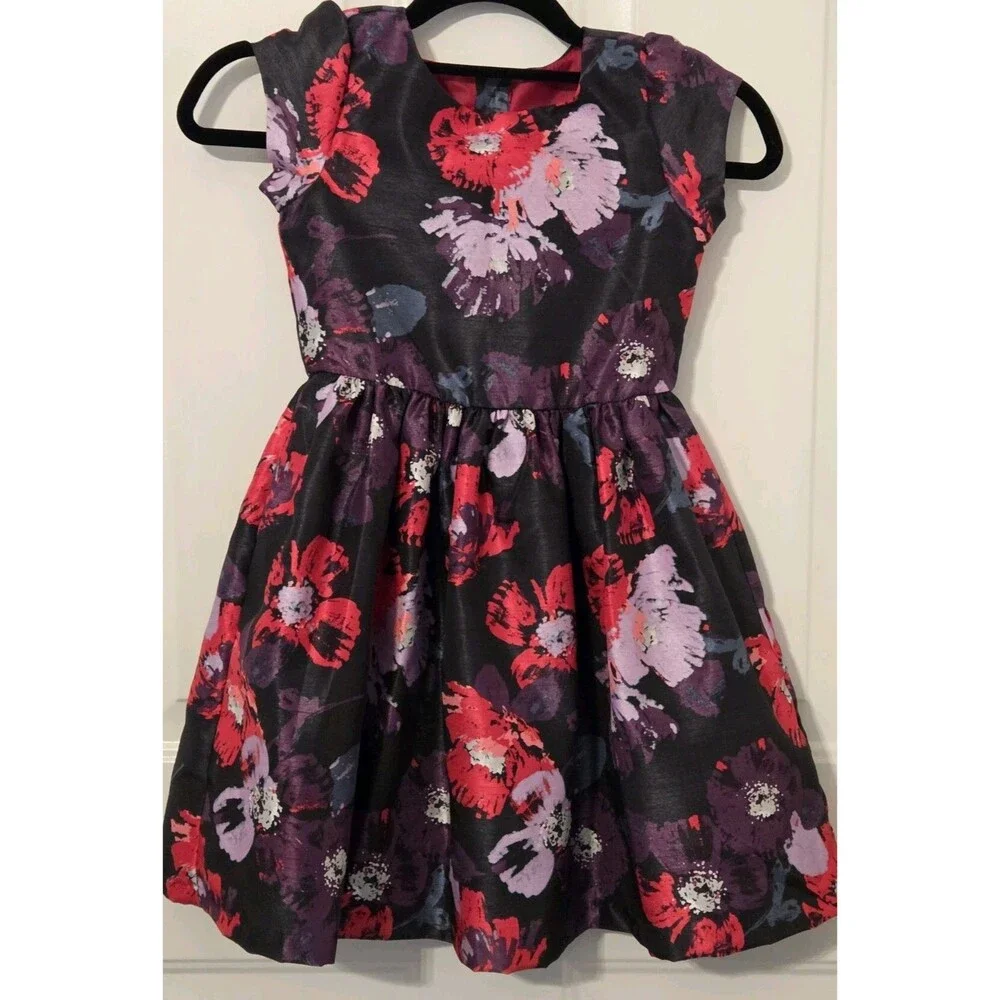 Dressed Up By Gymboree Girl’s Black w/Pink & Purple Flowers - Size 6